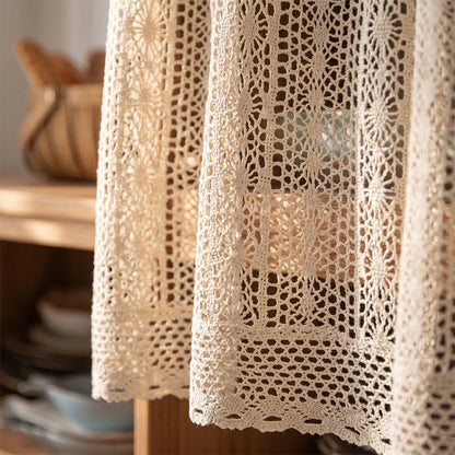 Ownkoti Dot Pattern Crochet Tier Curtain - image 2