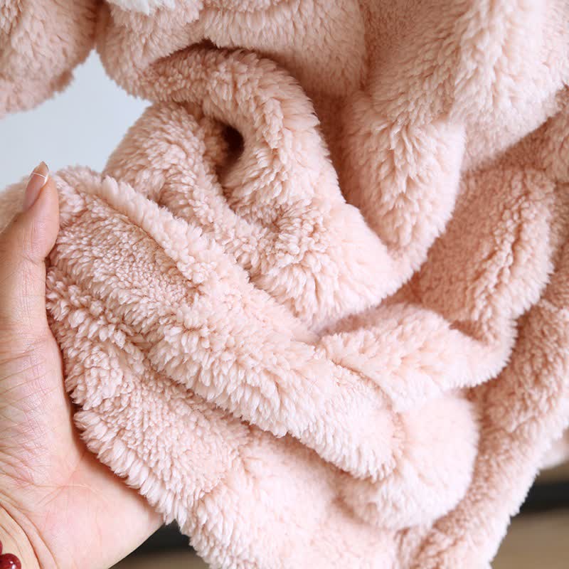 Ownkoti Couple Matching Grid Textured Hooded Flannel Robe - image 12