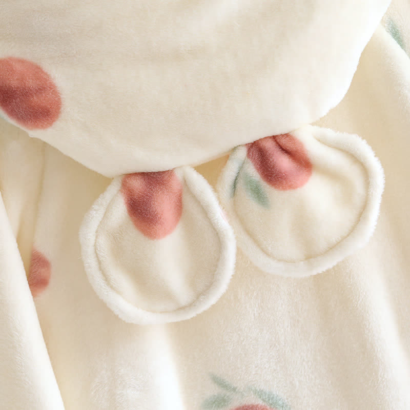 Ownkoti Peach Print Plush Hooded Bathrobe - image 5