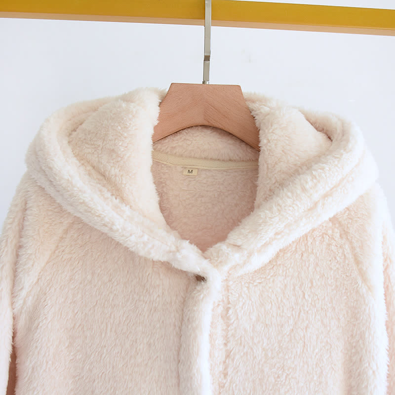Ownkoti Minimalist Style Solid Color Hooded Robe - image 4