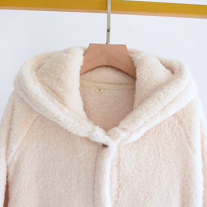 Ownkoti Minimalist Style Solid Color Hooded Robe - image 4
