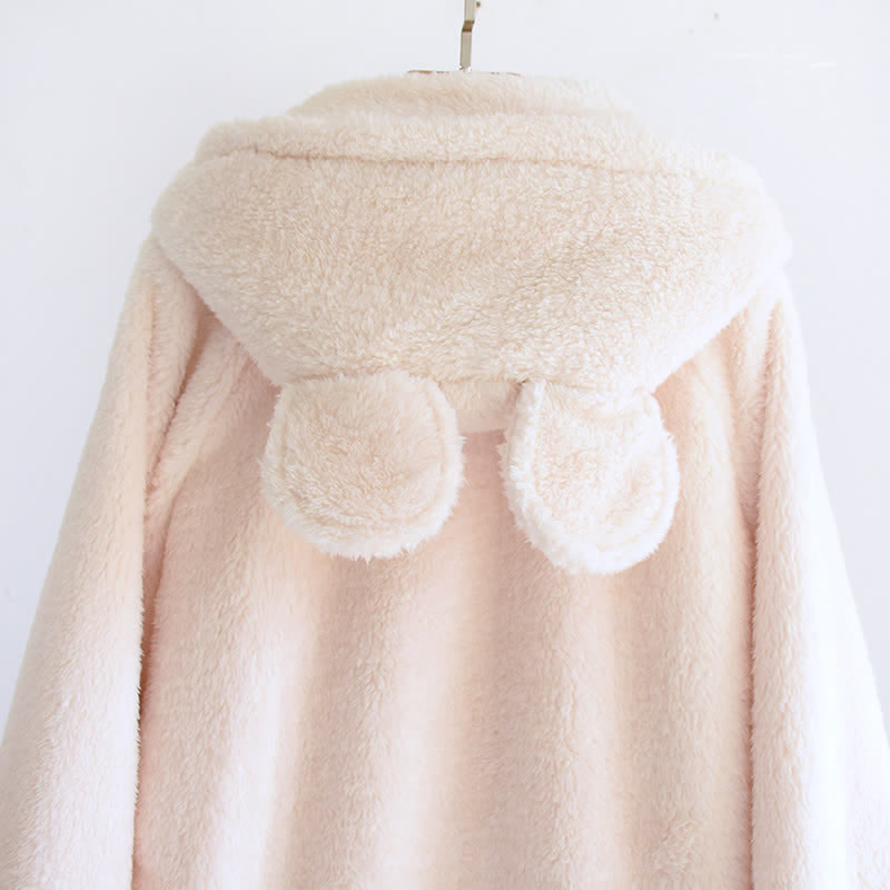 Ownkoti Minimalist Style Solid Color Hooded Robe - image 5