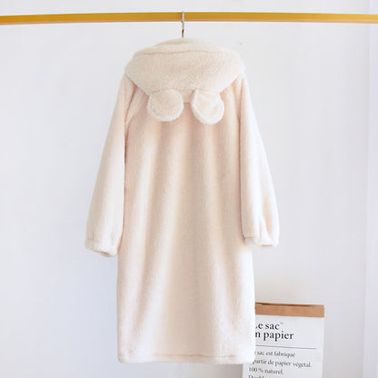 Ownkoti Minimalist Style Solid Color Hooded Robe - image 3
