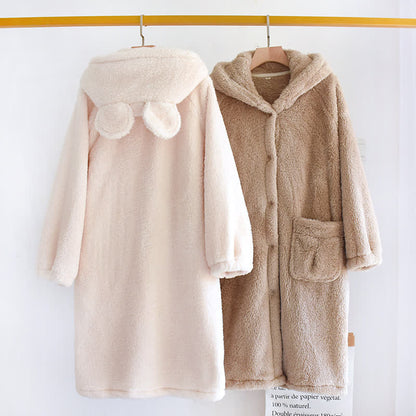 Ownkoti Minimalist Style Solid Color Hooded Robe - image 1