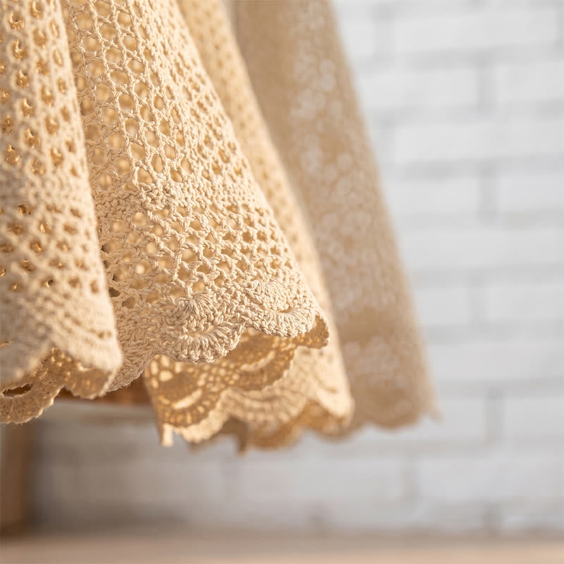 Ownkoti  Bohemian Mesh Pattern Crochet Tier Curtain  - image 2