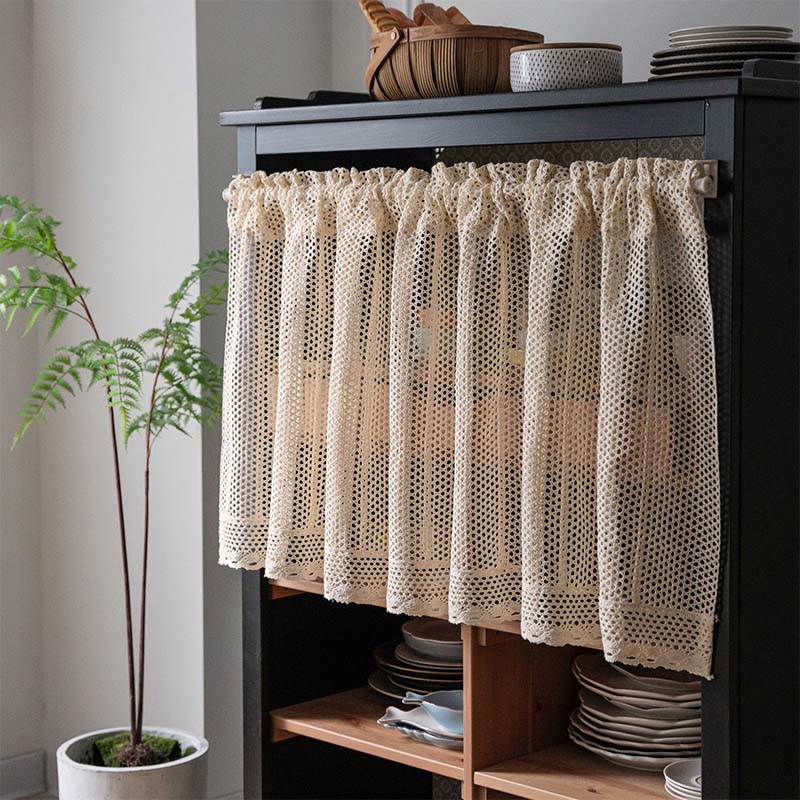 Ownkoti  Bohemian Mesh Pattern Crochet Tier Curtain  - Mesh - 150cm x 60cm - image 0