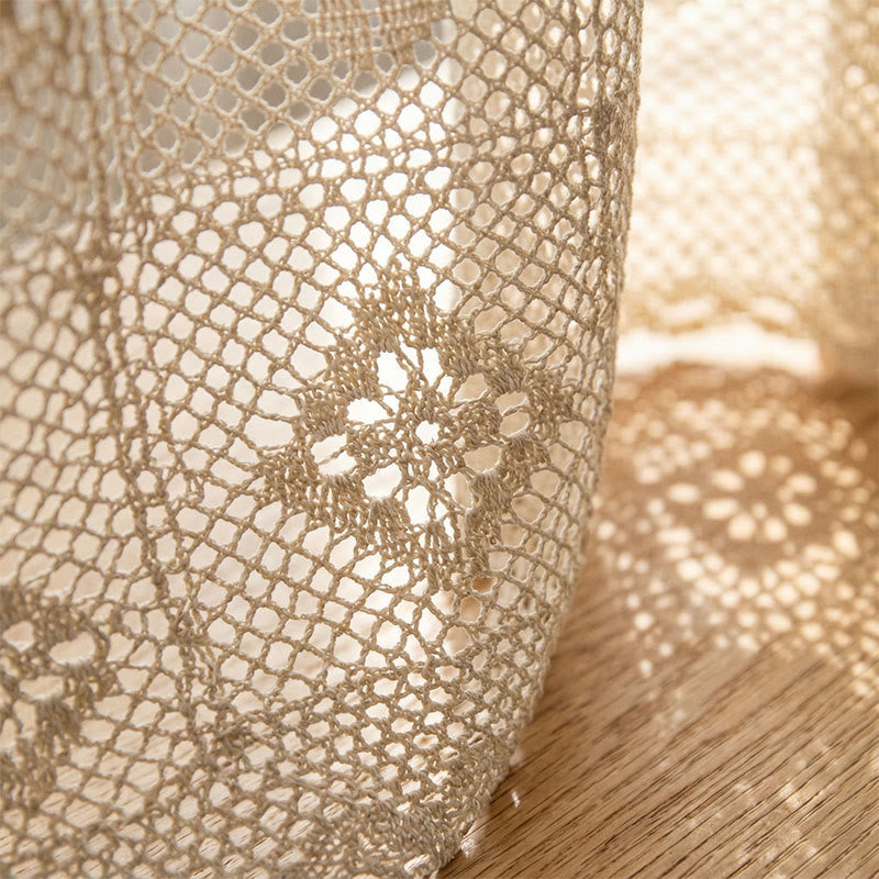 Ownkoti  Bohemian Mesh Pattern Crochet Tier Curtain  - image 3