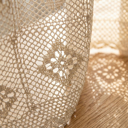 Ownkoti  Bohemian Mesh Pattern Crochet Tier Curtain  - image 3