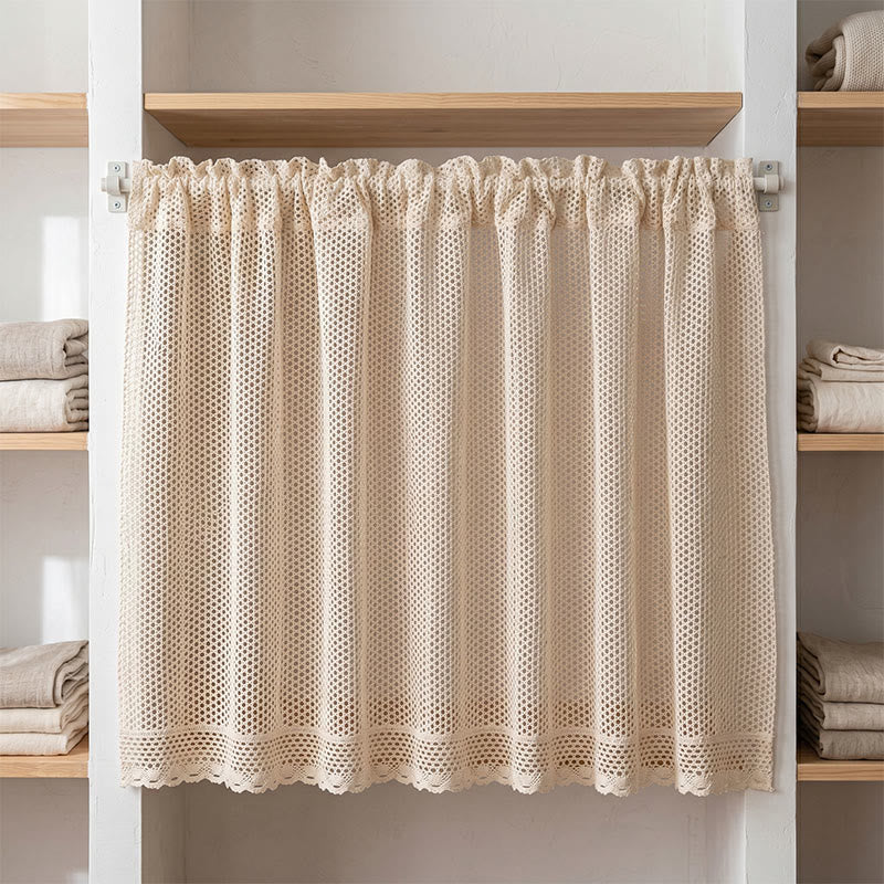 Ownkoti  Bohemian Mesh Pattern Crochet Tier Curtain  - image 1