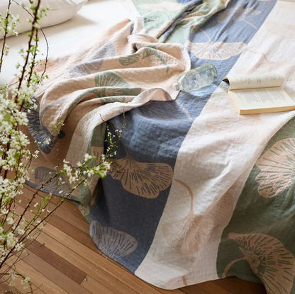Ownkoti Striped Ginkgo Leaf Cotton Gauze Quilt Blanket - image 3