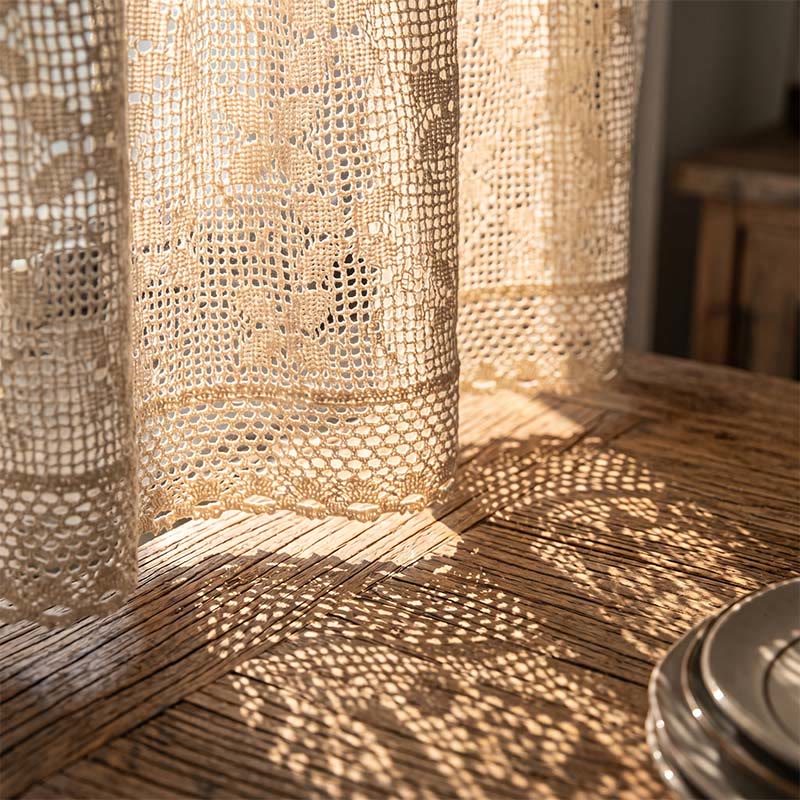 Ownkoti Four-Leaf Clover Crochet Tier Curtain  - image 2
