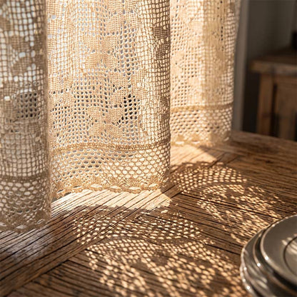 Ownkoti Four-Leaf Clover Crochet Tier Curtain  - image 2
