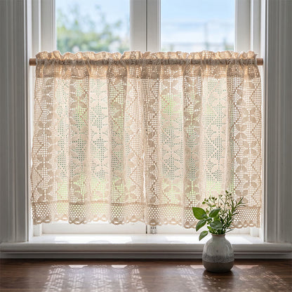 Ownkoti Four-Leaf Clover Crochet Tier Curtain  - image 1