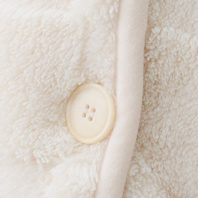 Ownkoti Solid Plush Checkered Texture Hooded Robe - image 7