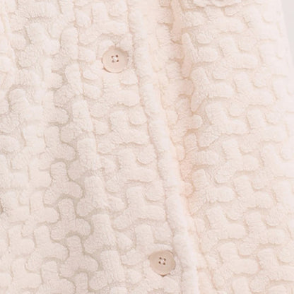 Ownkoti Embossed Plush Coral Fleece Hooded Robe - image 8