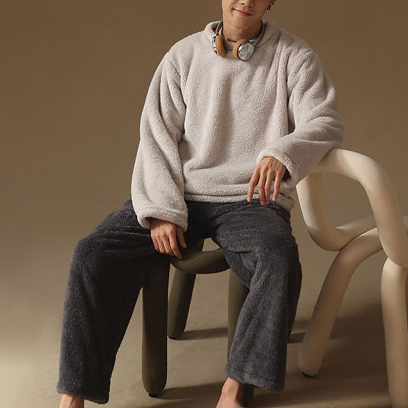 Ownkoti Couple Matching Minimalist Flannel Pullover Pajamas - image 6