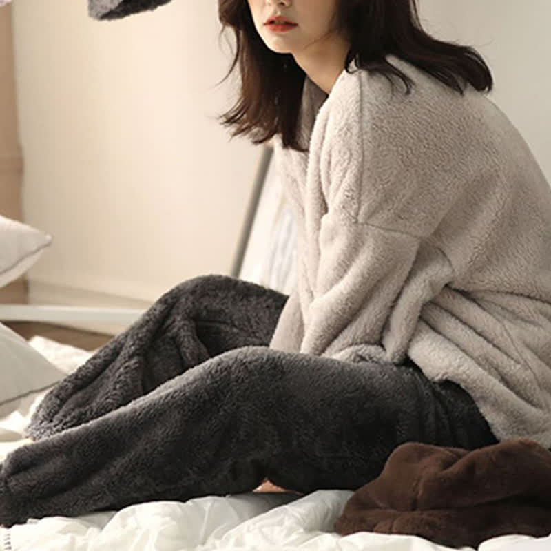 Ownkoti Couple Matching Minimalist Flannel Pullover Pajamas - image 7