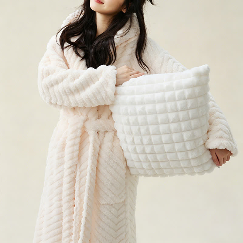 Ownkoti Couple Mtaching Plush Hooded Herringbone Robe - image 8