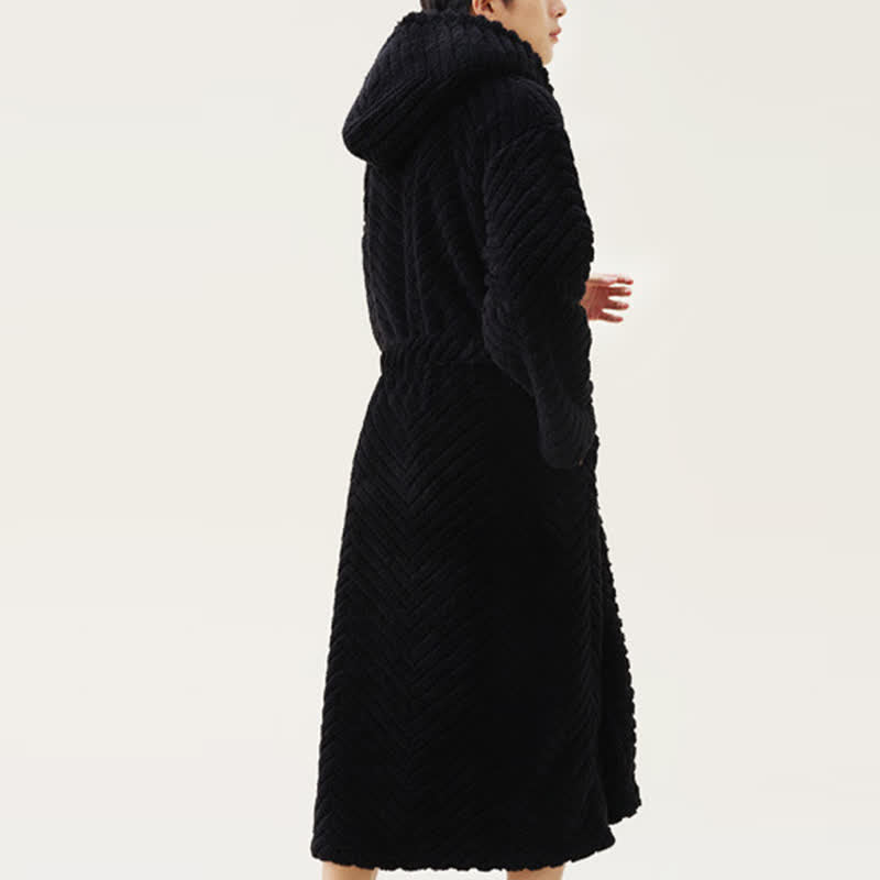 Ownkoti Couple Mtaching Plush Hooded Herringbone Robe - image 12