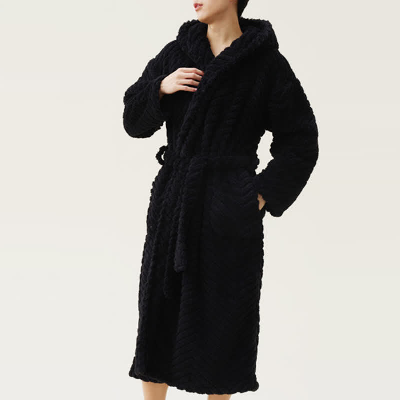 Ownkoti Couple Mtaching Plush Hooded Herringbone Robe - image 11