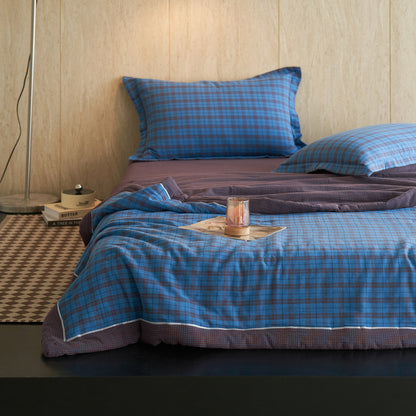 Ownkoti Gingham Pure Cotton Quilt Set - Dark Blue - Bedding Set - King - image 14