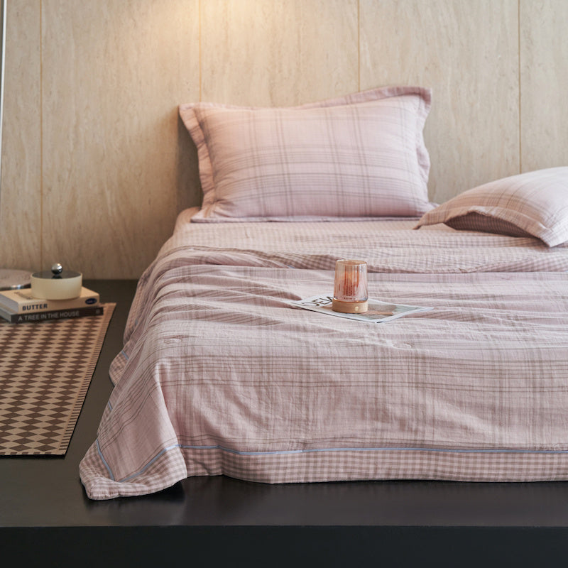 Ownkoti Gingham Pure Cotton Quilt Set - Pink - Bedding Set - King - image 16