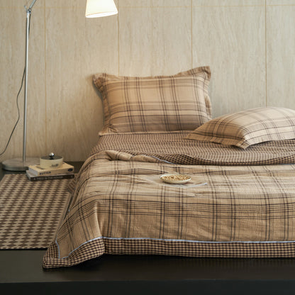 Ownkoti Gingham Pure Cotton Quilt Set - Brown - Bedding Set - King - image 18