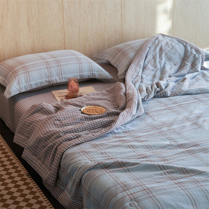 Ownkoti Gingham Pure Cotton Quilt Set - Light Blue - Bedding Set - King - image 20