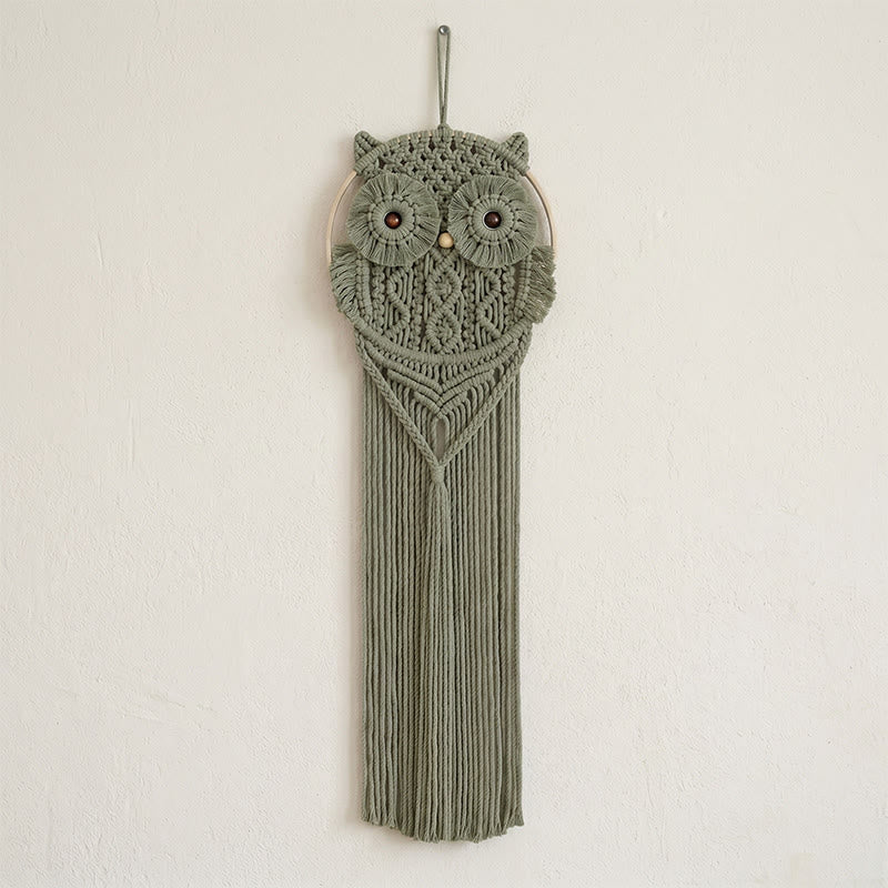 Ownkoti Handmade Macrame Owl Wall Hanging - Green - 76cm x 25cm - image 3