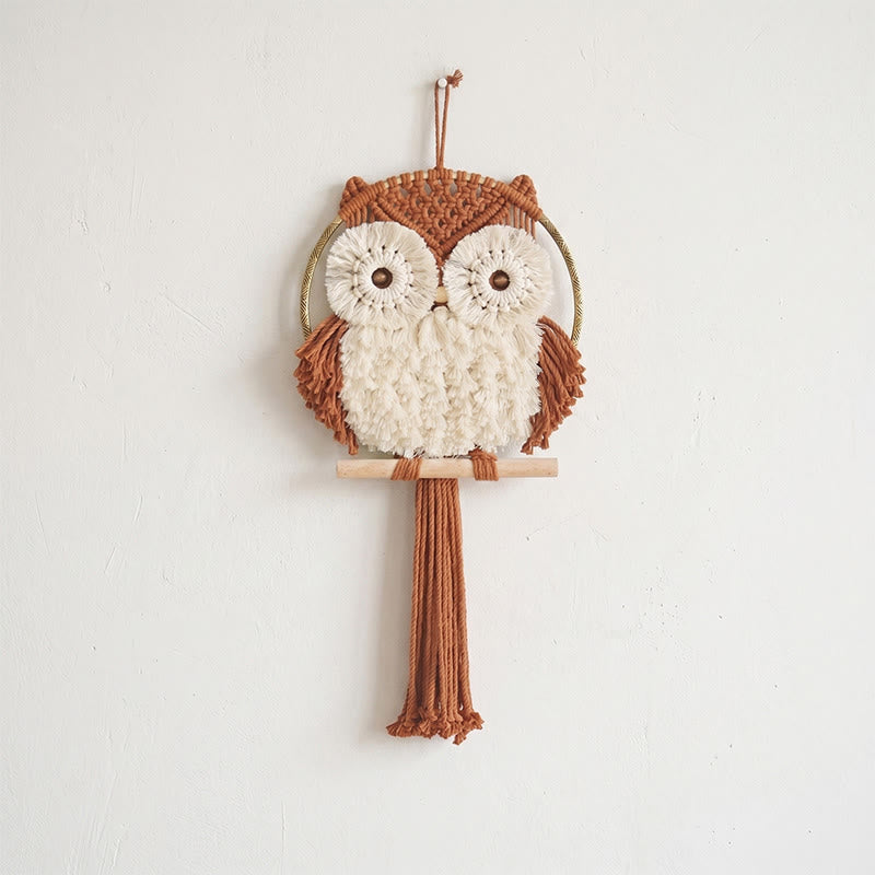 Ownkoti Nordic Warmth Macrame Owl Wall Hanging - Red - 25cm x 50cm - image 0