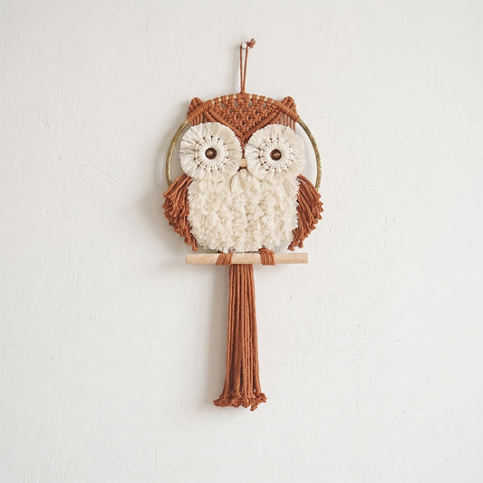 Ownkoti Nordic Warmth Macrame Owl Wall Hanging - Red - 25cm x 50cm - image 0