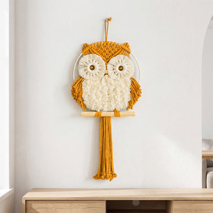 Ownkoti Nordic Warmth Macrame Owl Wall Hanging - Gold Yellow - 25cm x 50cm - image 3