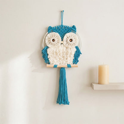 Ownkoti Nordic Warmth Macrame Owl Wall Hanging - Blue - 25cm x 50cm - image 4