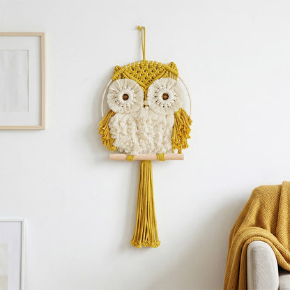 Ownkoti Nordic Warmth Macrame Owl Wall Hanging - Yellow - 25cm x 50cm - image 5