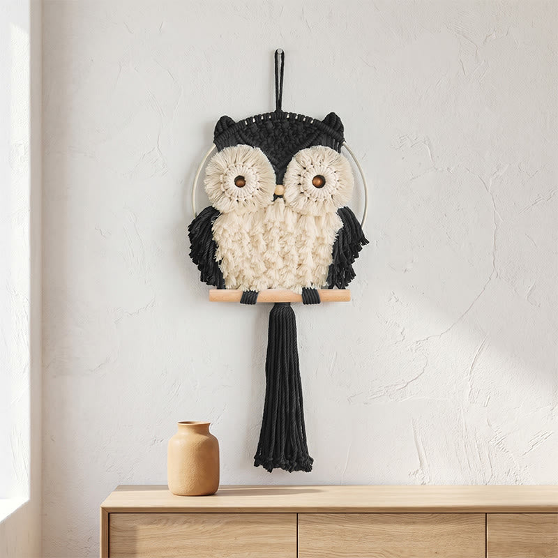 Ownkoti Nordic Warmth Macrame Owl Wall Hanging - Black - 25cm x 50cm - image 6