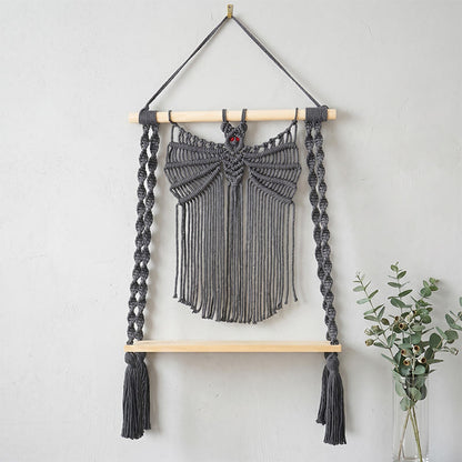 Ownkoti Boho Bat Macrame Wall Hanging - Black - 40cm x 65cm - image 0
