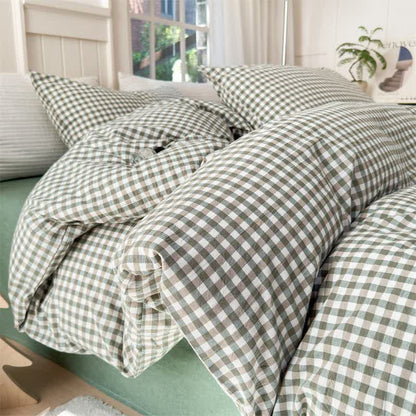Ownkoti Small Check Gingham Cotton Bedding Set - Green - 2PCS Pillowcases - 19" x 29" - image 17