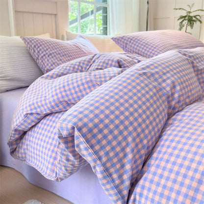 Ownkoti Small Check Gingham Cotton Bedding Set - Purple & Pink - 2PCS Pillowcases - 19" x 29" - image 0