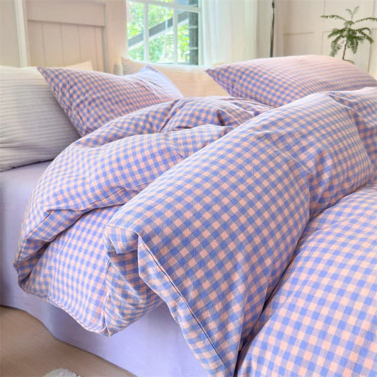 Ownkoti Small Check Gingham Cotton Bedding Set - Purple & Pink - 2PCS Pillowcases - 19" x 29" - image 0