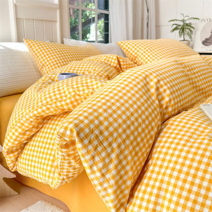 Ownkoti Small Check Gingham Pure Cotton Bedding Set - Yellow - 2PCS Pillowcases - 19" x 29" - image 4
