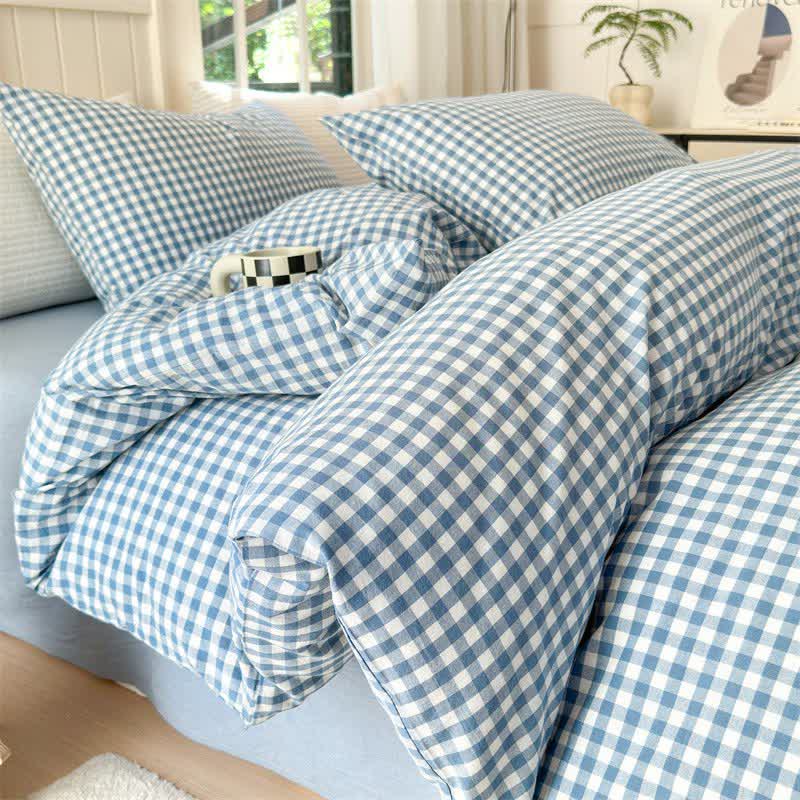 Ownkoti Small Check Gingham Pure Cotton Bedding Set - Light Blue - 2PCS Pillowcases - 19" x 29" - image 14