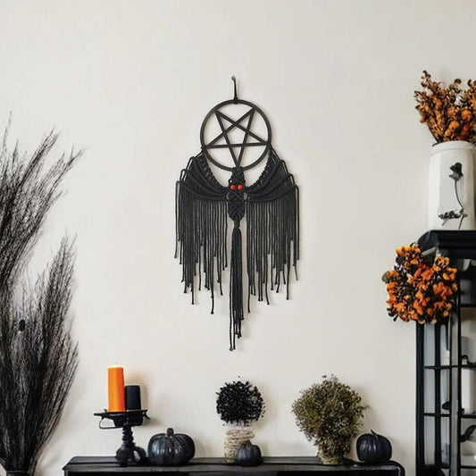 Ownkoti Magic Pentagram Bat Wall Hanging - Black - 40cm x 90cm - image 0