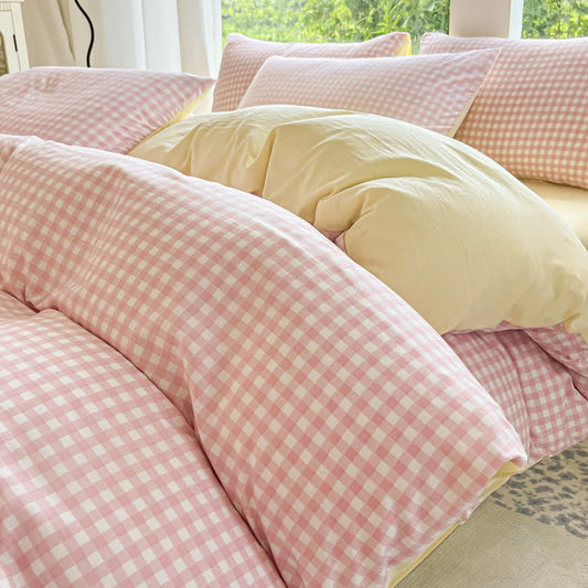Ownkoti Pastel Gingham Pure Cotton Bedding Set - Pink - Bedding Set - King - image 0