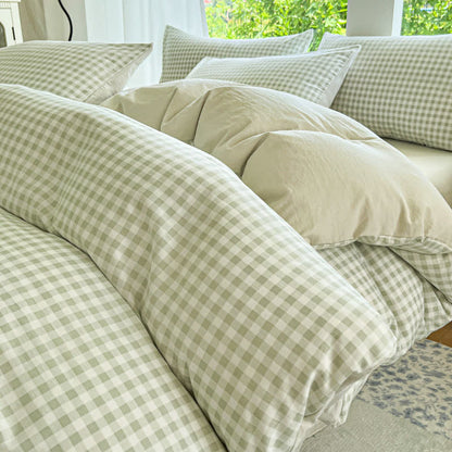Ownkoti Pastel Gingham Pure Cotton Bedding Set - Green - Bedding Set - King - image 14