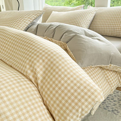 Ownkoti Pastel Gingham Pure Cotton Bedding Set - Yellow - Bedding Set - King - image 12