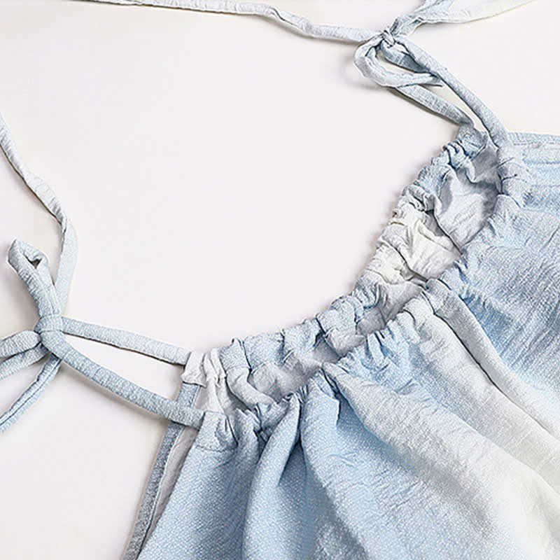 Ownkoti Artistic Blue Cotton Tie Strap Nightgown - image 9
