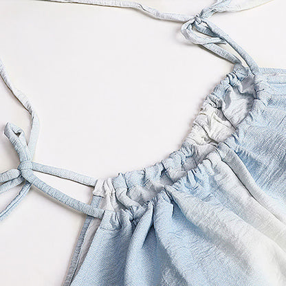 Ownkoti Artistic Blue Cotton Tie Strap Nightgown - image 9