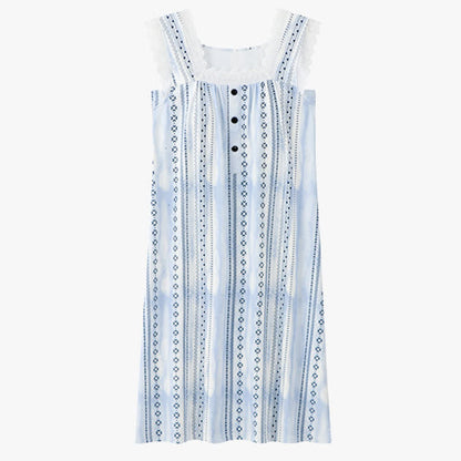Ownkoti Square Neck Striped Floral Sleeveless Nightgown - image 6