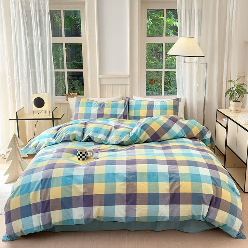 Ownkoti Multi-Color Plaid Cotton Bedding Set - image 1