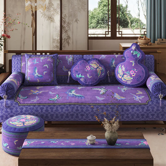 Ownkoti Vintage Oriental Purple Butterfly Sofa Protector - 43" x 118" - image 0